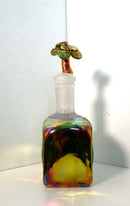 Paula Barton Signed Postmodern Iridescent Glass Decanter with Flower Design Top