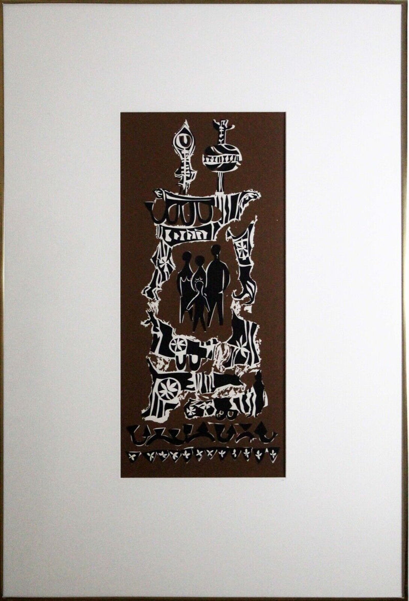 Arthur Schneider Brown Judaical Religious Themed Modern Lithograph Framed