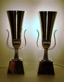 Mid Century Pair of Tommi Parzinger  Lightolier Silver Plated Torchiere Lamps