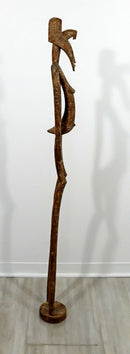 Vintage Primitive African Fertility Pregnant Woman Wood Carved Floor Sculpture