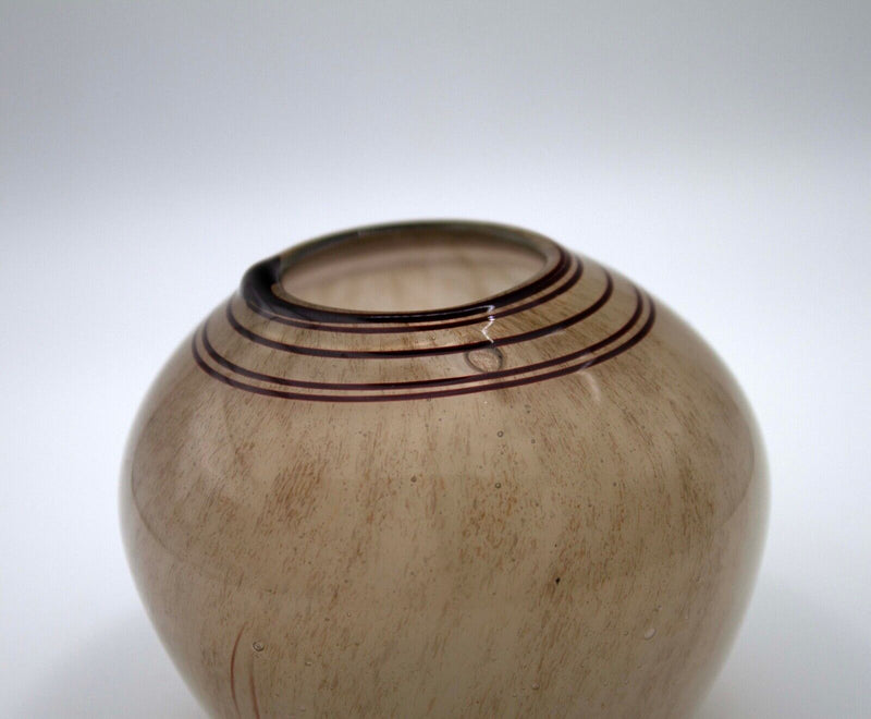 Willem Heesen Contemporary Earth Toned Art Glass Vessel with Swirl Line Design