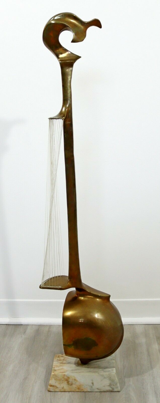 Hattakitkosol Somchal Modernist Bronze Marble String Instrument Floor Sculpture