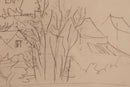 Jean Dufy Signed Untitled Neighborhood Drawing Graphite on Paper
