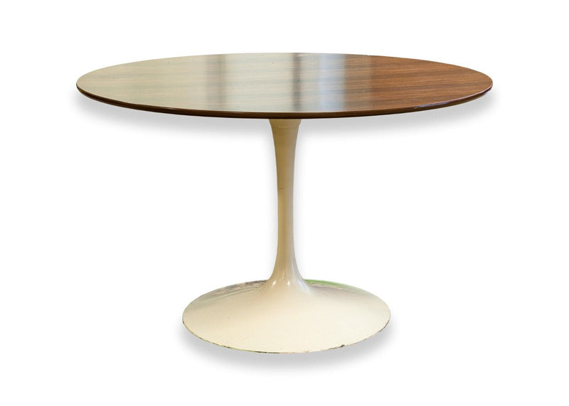 Mid Century Modern Wood Top Tulip Base Round Dinette Table Saarinen Style