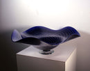 Contemporary Modern Ron Mynatt Cobalt Fluted Signed Art Glass Bowl