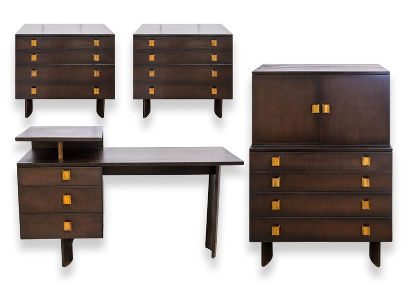Rare Eliel Saarinen for Johnson Vintage Bedroom Set Desk Dressers Highboy Chests