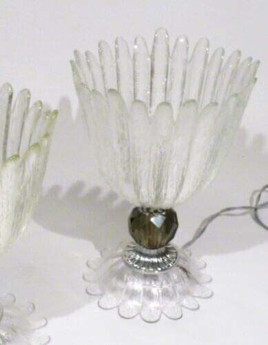 Pair of Hollywood Regency Banquet Pair of Textured & Ribbed Glass Chalice Form