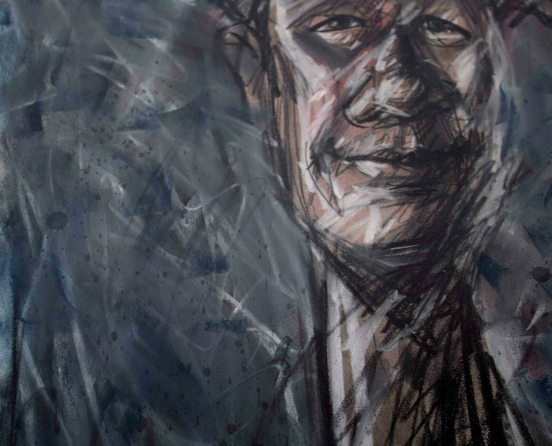 Yang Lee Portrait of Man Signed Pastel on Paper Framed