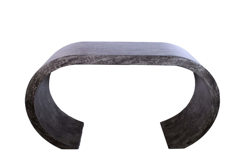 Post Modern Curved Faux Stone Console Table