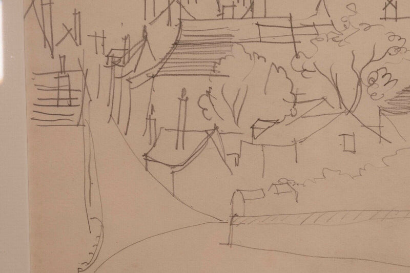 Jean Dufy Signed Untitled Neighborhood Drawing Graphite on Paper