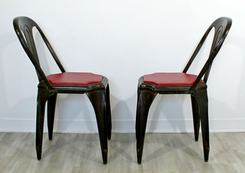 Mid Century Modern Pair of Fibrocit Stacking Bistro Chairs Metal France 1950s