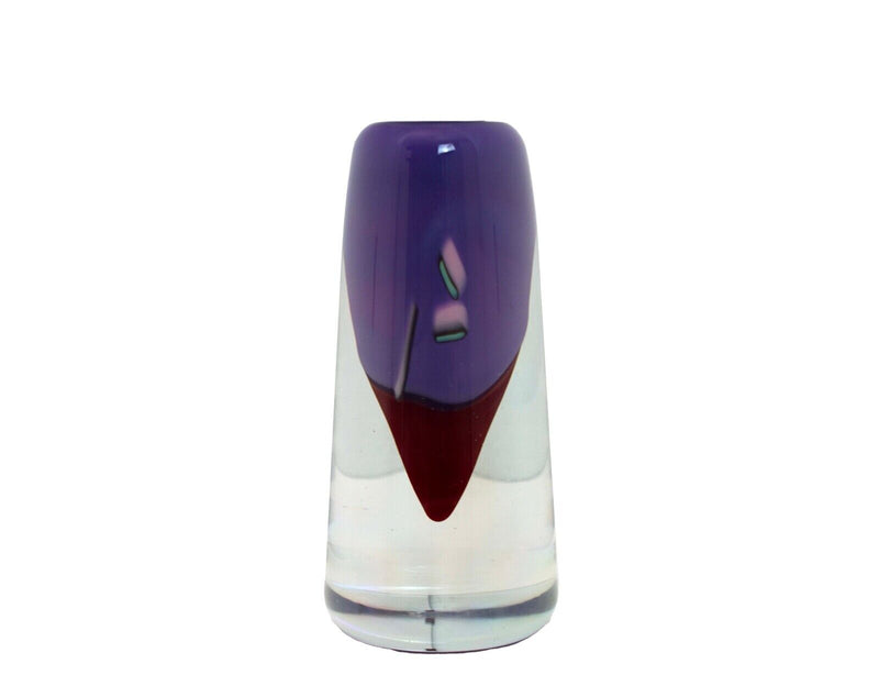 Magdanz Shapiro Signed Modern Purple and Clear Studio Art Glass Vessel Vase 1980