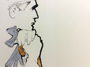 Art Deco Modern Unframed Rene Gruau Hand Signed Lithograph Pensive Man w/ Gloves