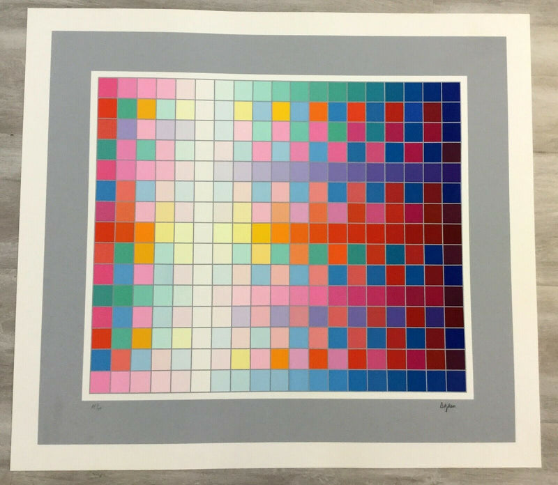 Mid Century Modern Unframed Square Wave Yaacov Agam Hand Signed Serigraph