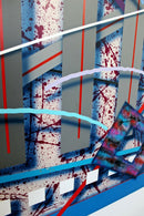 Contemporary Memphis Large Abstract Painting Canvas  J. Ramsauer 1990s Vine Yard