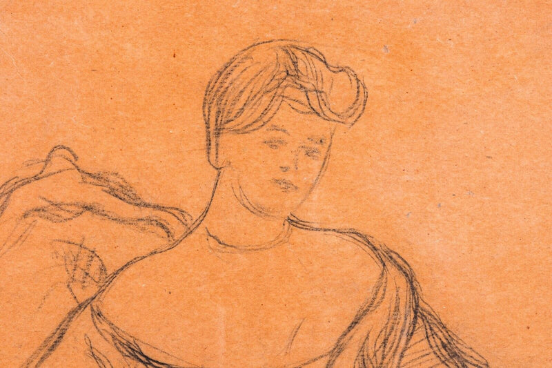 Pierre-Auguste Renoir Madame de Galéa Signed Original Sketch Graphite on Paper