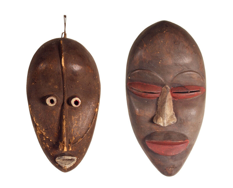 Pair of African Painted Wood Tribal Mask