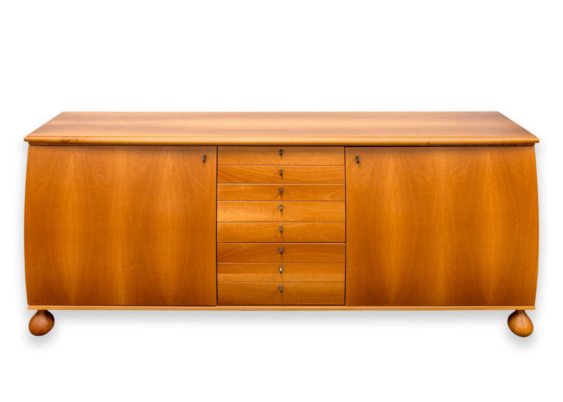 Modern Umberto Asnago for Giorgetti 1980s Italian Curved Wood Credenza Dresser