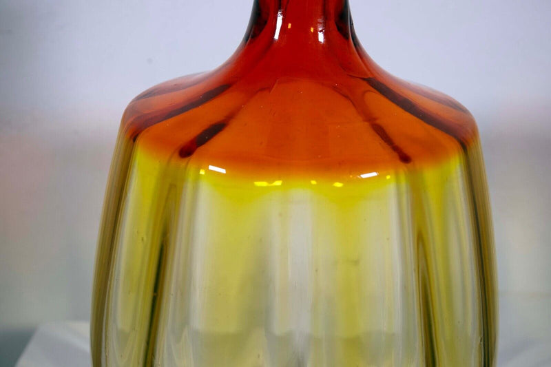 Blenko Tangerine Glass Decanter sans Stopper Model 6416 Mid Century Modern