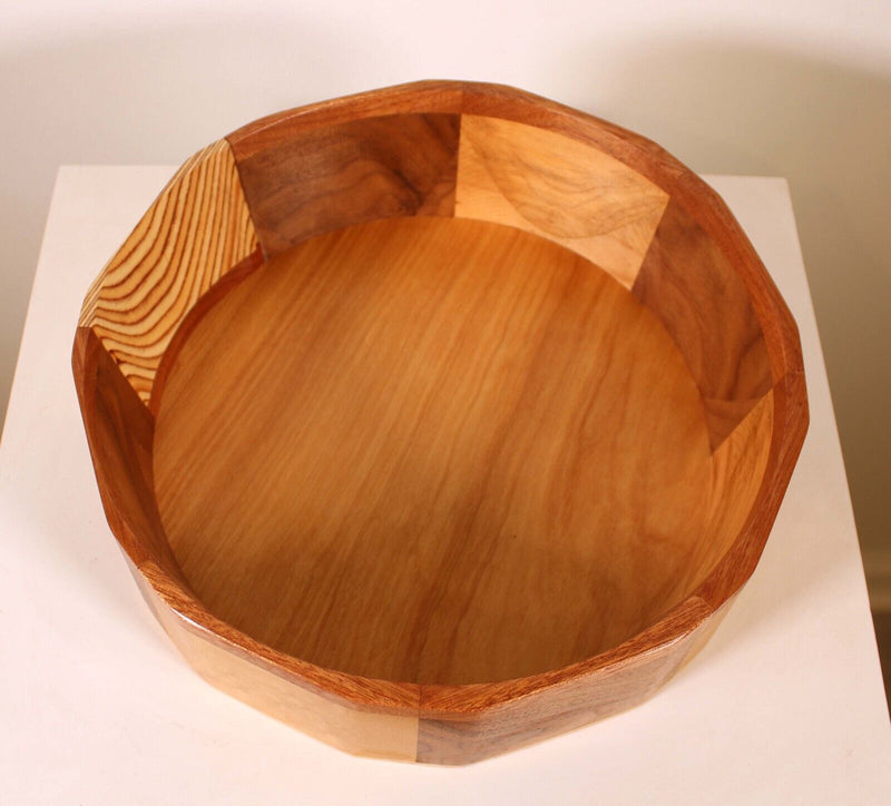 Mid Century Modern Maple, Walnut, Mahogany, & Plywood Handcrafted Bowl Signed