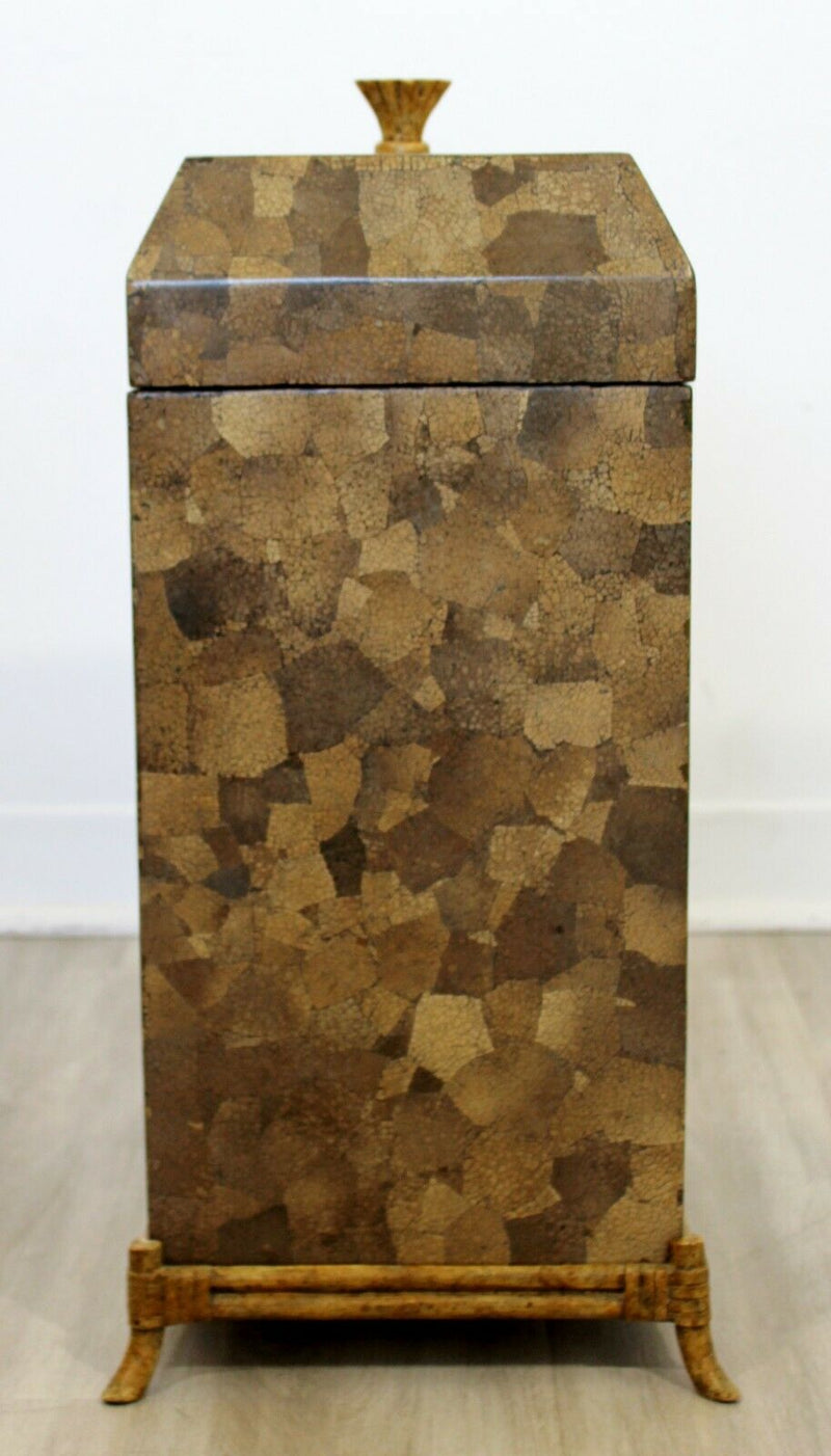 Mid Century Modern Maitland Smith Tesselated Stone Lidded Chest Box Vessel 1970s