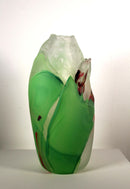Judson Guérard Signed Green Handblown Contemporary Art Glass Vase Chaos Series