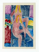 Modern Framed Nudes Hand painted Linocut Monotype Signed Matt Phillips 1970s