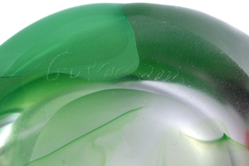 Judson Guérard Signed Green Handblown Contemporary Art Glass Vase Chaos Series