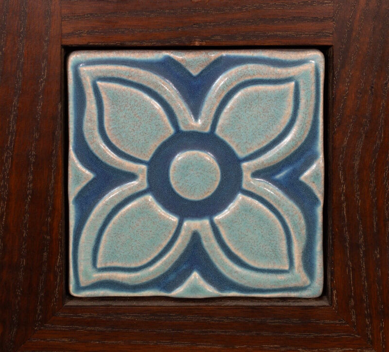 Framed Triple Pewabic Flower Tiles Mid Century Modern