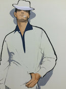 Art Deco Modern Unframed Rene Gruau Hand Signed Lithograph Homme a la Marguerite