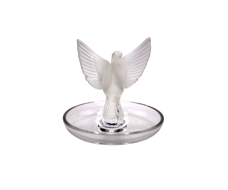 Lalique 20th Century Artistic Crystal Dove Ring Holder Signed