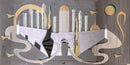 Harvard Reflections Fantasy Cityscape Contemporary Sculptural Mirror Art 80s