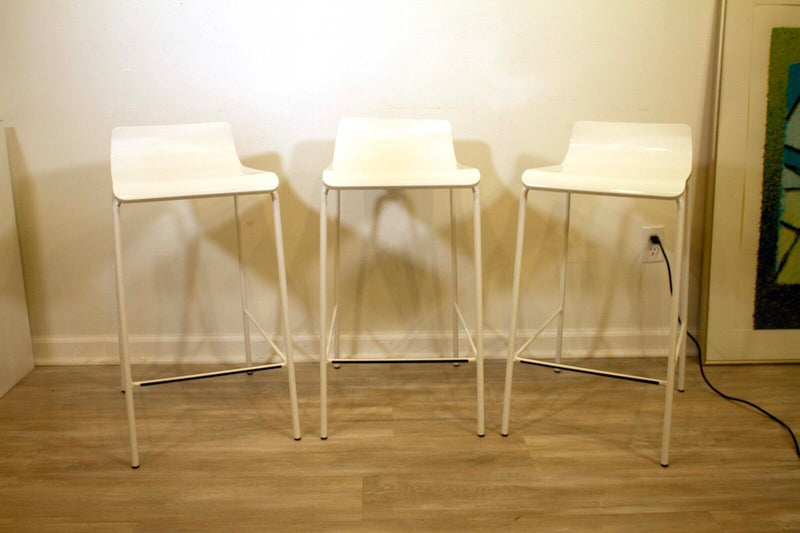 Set of 3x New White Contemporary Modern Bar Stools