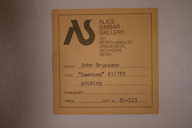 John Brunsdon Swansea Signed Etching Modern Fauvist Landscape 41/150 Framed 1970