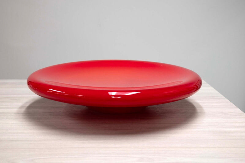 Red Round Glass Dish Bowl Contemporary Modern