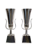 Mid Century Pair of Tommi Parzinger  Lightolier Silver Plated Torchiere Lamps