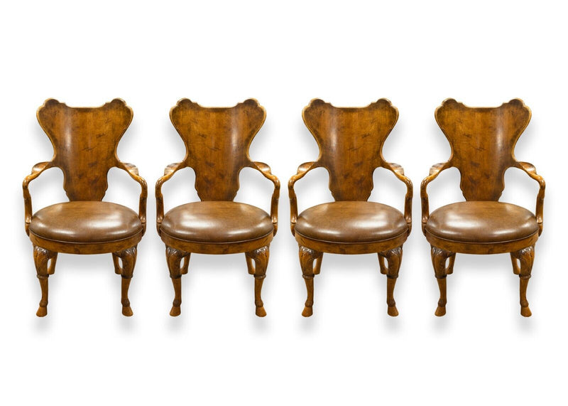 Set of 4 Reproduction English Georgian Walnut Armchairs by Century Furniture