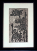 Mid Century Modern Framed Signed Don Jensen Four Flowers Mezzotint Etching