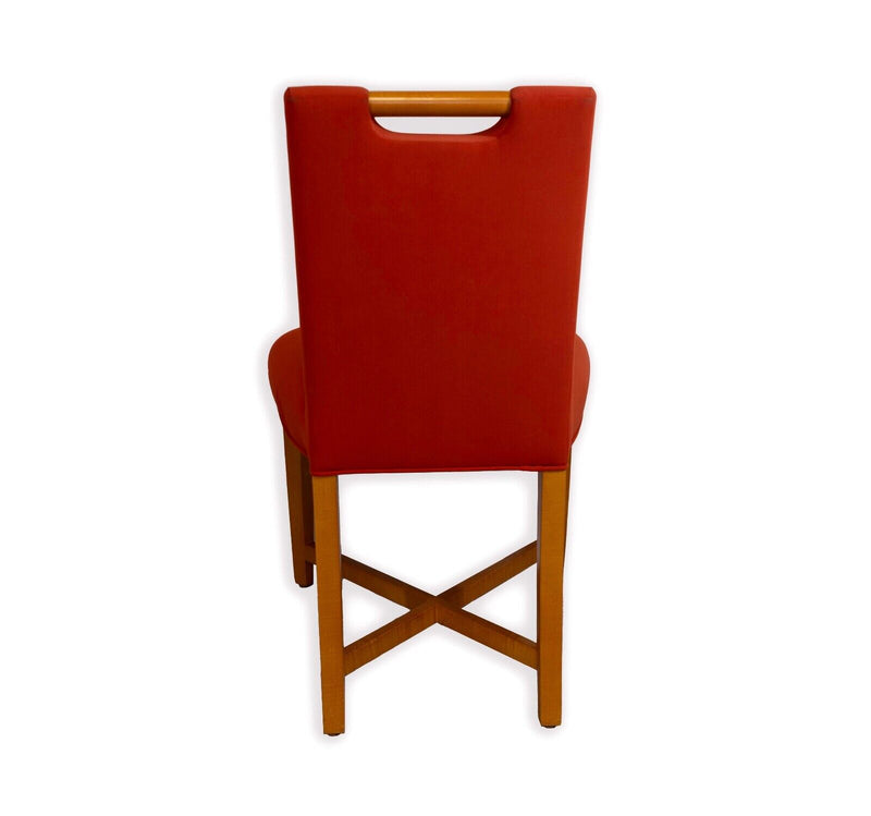 Donghia Set of 4 Orange and Wood Side Chairs Mid Century Modern Contemporary