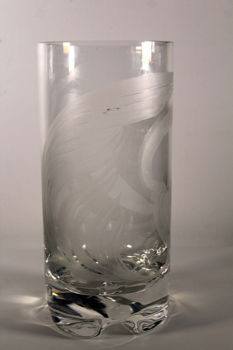 Art Nouveau Glass Vessel with Female Nude Etched Design Signed Madden