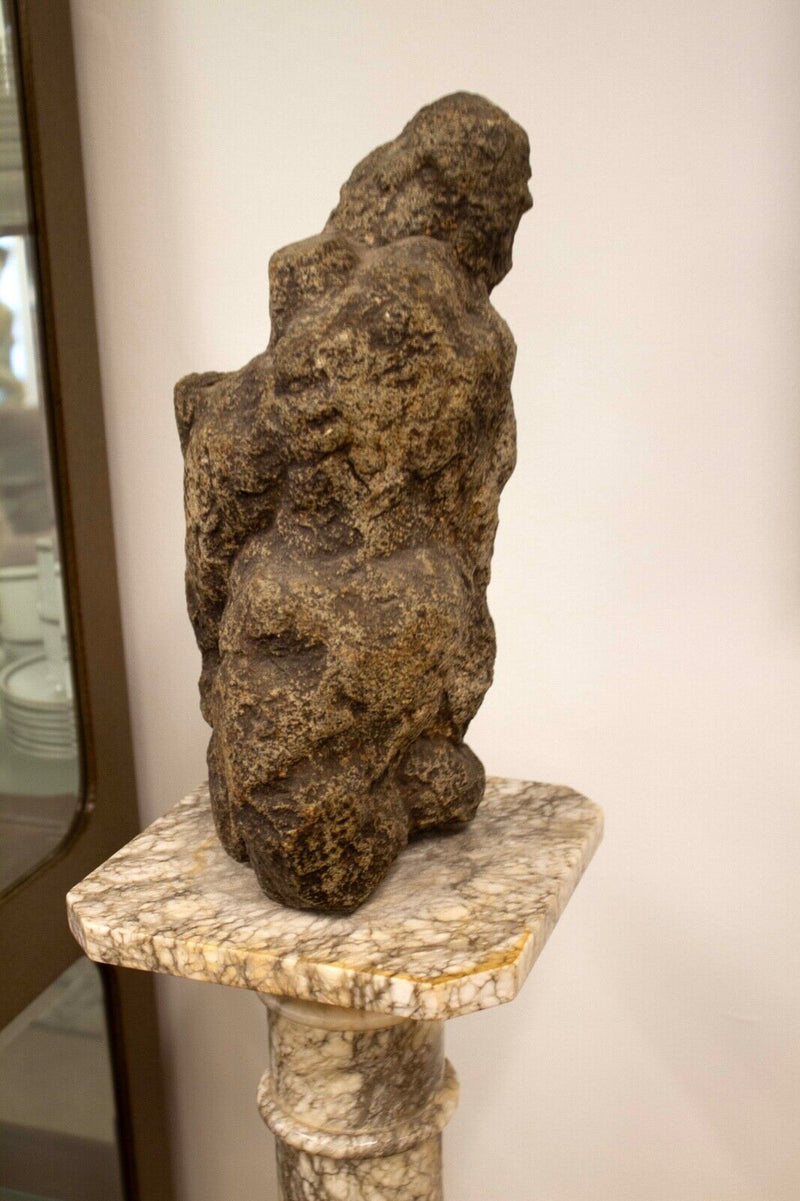 Leonard Schwartz Moses Modern Organic Form Stone Carved Sculpture on Marble
