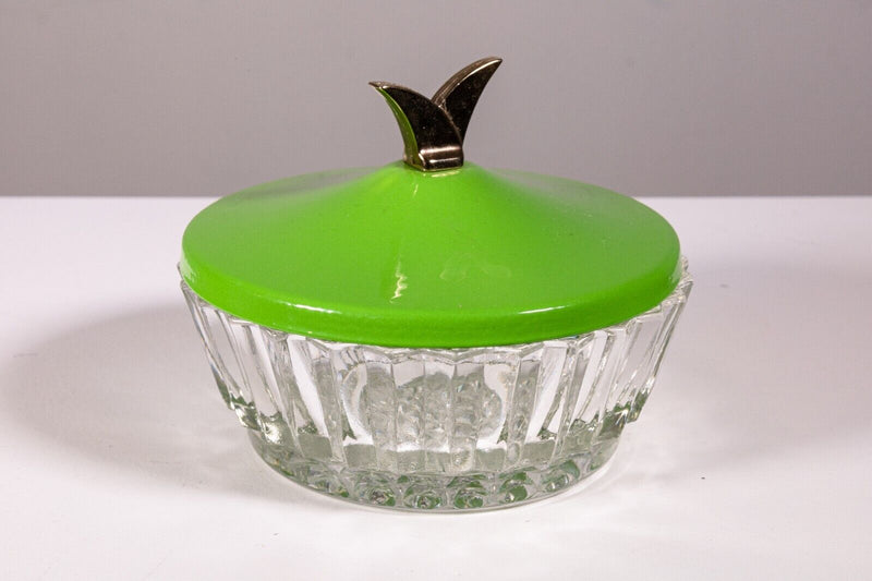 Vintage Kromex Green and White Glass & Brass Serving Set