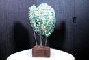 Mid Century Modern Ceramic Green Biomorphic Shell Design on Metal & Wood Stand