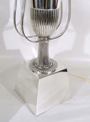 Mid Century Pair of Tommi Parzinger  Lightolier Silver Plated Torchiere Lamps