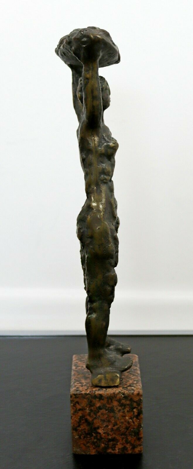 Mid Century Modern Bronze Table Sculpture on Marble Signed S. Lewinsky Woman
