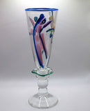 Contemporary Postmodern Set of 3 Swirled Design Studio Art Glass Goblets Signed