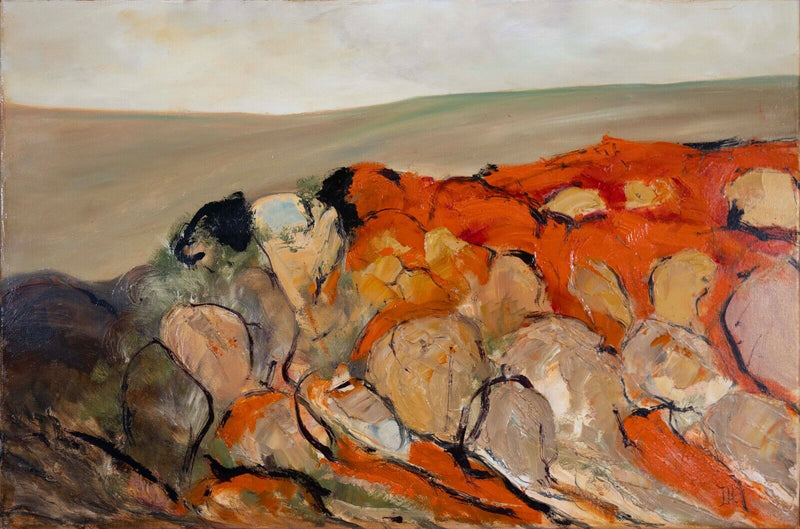 Judy Hocking Rocky Outcrops Abstract Oil Painting Original on Canvas