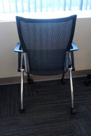 Contemporary Modern Mesh and Chrome Mayline Valore Stackable Side Office Chairs