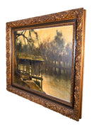 Marc Capaud Etang at Sologne Signed 1975 Oil Painting on Canvas French Landscape