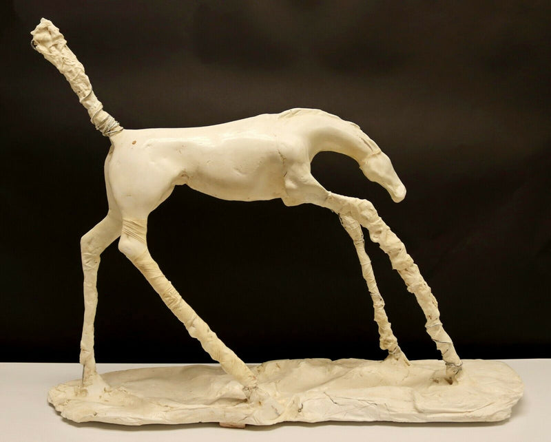 Mid Century Modern Carl Dahl Signed Early Plaster Horse Table Sculpture 1970s